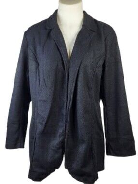 Classic Open-Front Black Blazer Sz 2XL